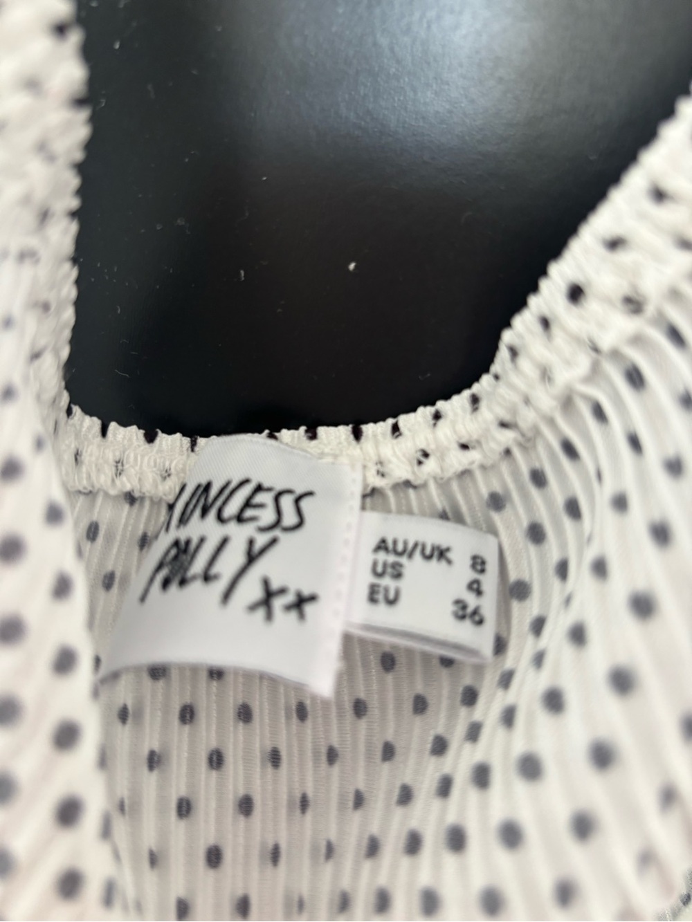 Princess Polly White Polka Dot Halter Tie-Front Tank - Picture 4 of 4